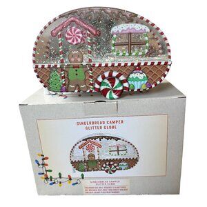 Gingerbread camper glitter globe indoor decor
